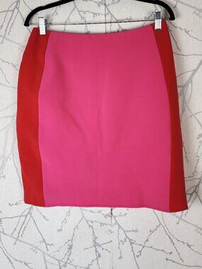 Naven Neon Pink Red Colorblock Mini Pencil Skirt